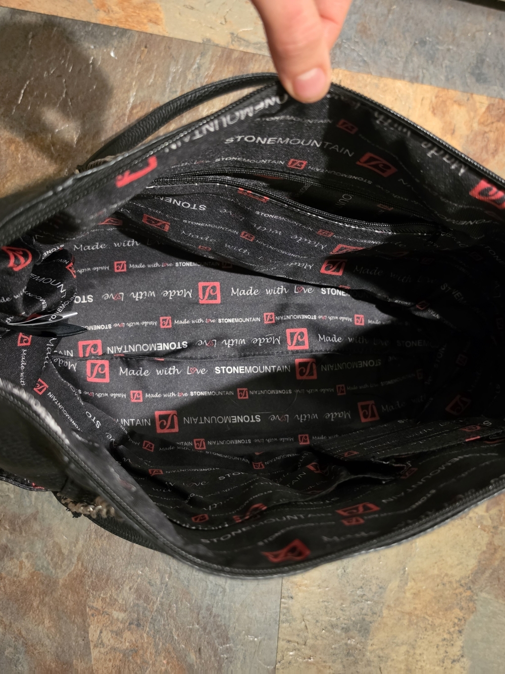 STONE MOUNTAIN Black Pebbled Large Tote with Over The Shoulder Straps *NWT* - Picture 10 of 12